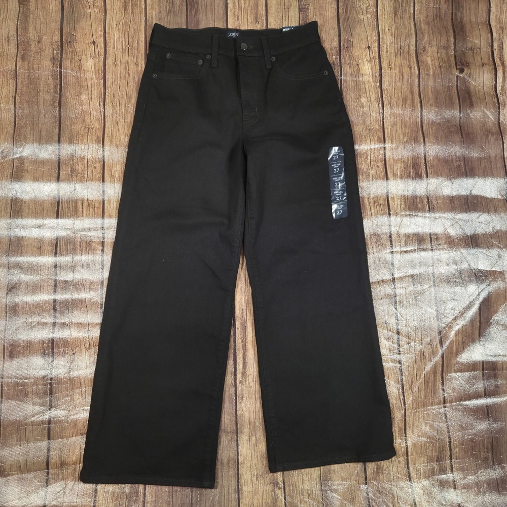 J.Crew Cropped Wide Leg Jeans Womens 27 Black High Rise Minimalist Effortless - Picture 1 of 12
